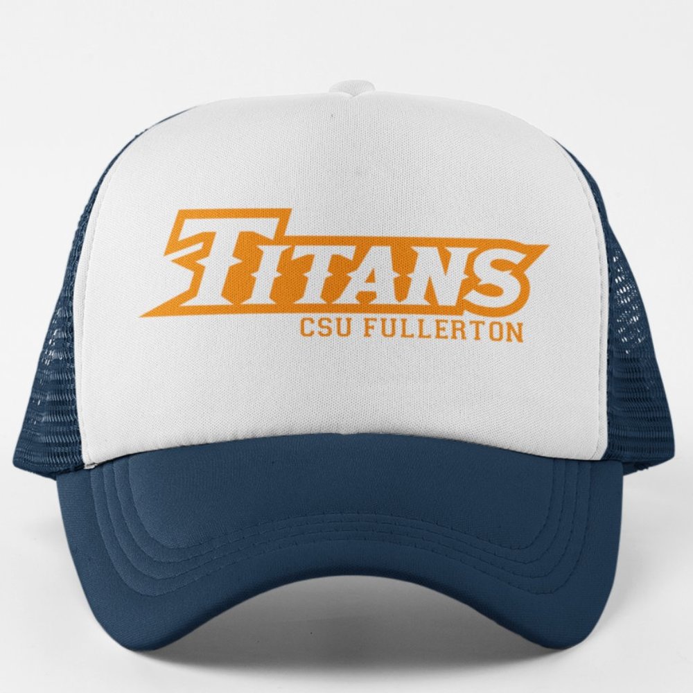 NEW Cal State Fullerton Titans Wordmark Foam Trucker Mesh Snapback Hat 2-TONE